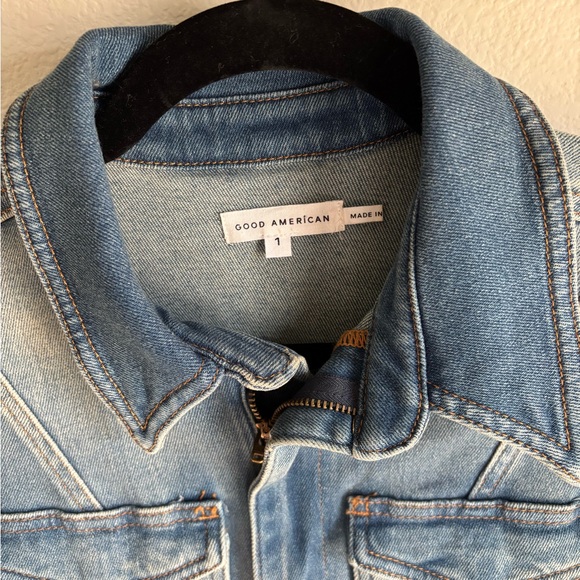 Americana Good American Light Blue Denim Jumpsuit size 1 w/as adjustable waist - Picture 2 of 16